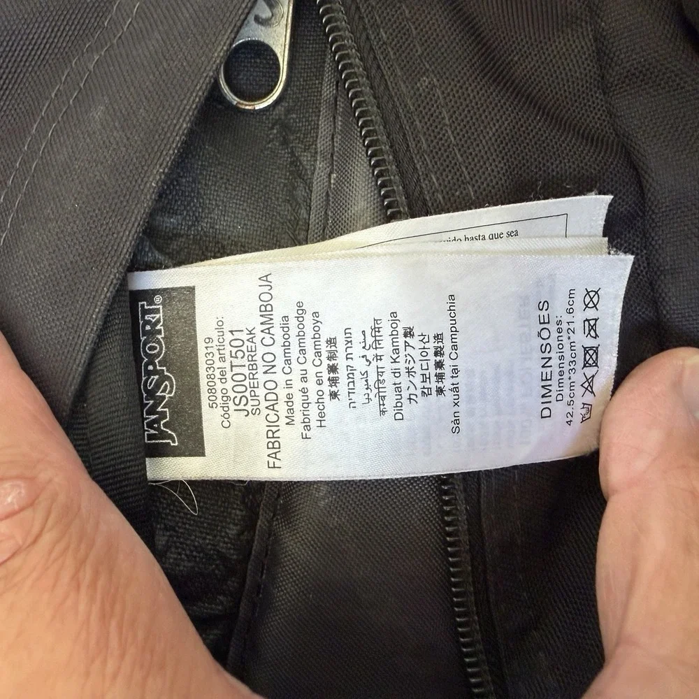 JanSport Bookbag T501 Superbreak Backpack Black Daily School College Bag Used